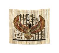 YONGFOTO 150x130cm Tapiz Egipto Antiguo, Faraón Reina Con Alas Jeroglíficos Papiro Símbolo Civilización Antigua Tapices Colgantes Para Hogar Decoración De Pared Mantel Manta