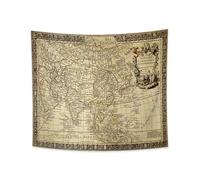 YONGFOTO 150x130cm Tapiz Mapa del Mundo Vintage, Navegación Antigua Mar Occidental Atlas Histórico Colgante Dormitorio Sofá Cama Manta