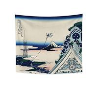 YongFoto 150x130cm Ukiyo-e Tapiz Monte Fuji 36 Vistas Habitación colgar de la pared Asakusa Hongan-ji en capital del este Paisaje Mural Japonés Pintura tradicional Estilo Toyo Tapices