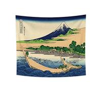 YongFoto 150x130cm Ukiyo-e Tapiz Monte Fuji 36 Vistas Habitación colgar de la pared Orilla de Tago Bay Ejiri Paisaje Mural Japonés Pintura tradicional Estilo Toyo Tapices