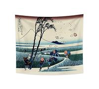 YongFoto 180x160cm Ukiyo-e Tapiz Monte Fuji 36 Vistas Habitación colgar de la pared Ejiri en la provincia de Suruga Paisaje Mural Japonés Pintura tradicional Estilo Toyo Tapices