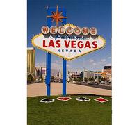 YongFoto 1x1,5m de fondo la fotografía Bienvenido a Las Vegas Césped Poste de señal Herboso Césped Hito de la ciudad Poste de telégrafo Calle Fondo de la foto fotográficos Fiesta Niños Foto Accesorios