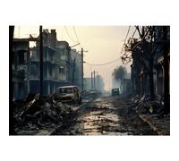 YongFoto 2,2x1,5m Fondo de Ciudad en ruinas Arquitectura Rota Vehículos quemados Calle Caminos en ruinas Fondo de fotografía para Día del Juicio Final Fiesta temática Accesorios para fotomatón