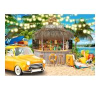 YongFoto 2,2x1,5m Sommer-Strand-Kulisse Bar Auto Bote Árbol de Coco Brillantina Tropical Fondo para fotografía Vacaciones Hawai Cartel de cumpleaños para niños Boda Ducha Nupcial Camping Foto Prop