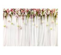 YongFoto 2,2x1,5m Vinilo Fondo de Fotografia Hermosas Flores sobre Tela Blanca para Ceremonia De Boda Telón de Fondo Photo Booth Vacaciones Party Boda Ceremonia Photo Studio Props