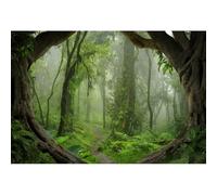 YongFoto 2,2x1,5m Vinilo Fondo de fotografía Ver Bosque Verde Selvas Grandes árboles Viejos Camino Estrecho Telón de Fondo de Fotografía Estudio de Foto Studio Props