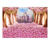 YongFoto 2,2x1,5m Vinilo Fondos Fotograficos Pétalo cayendo Túnel romántico Árboles de Flores Rosadas Castillo Fondos para Fotografia Fiesta Niños Boby Retrato Personal Estudio Fotográfico Accesorios