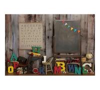 YongFoto 2,2x1,5m Volver a la Escuela Fondo Vintage Casa de Madera rústica Lápiz Fondo de fotografía para Kindergarten Primer día de Clases Enseñanza en línea Graduación Niños Apoyos fotográficos