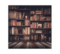 YongFoto 2x2m Fondo de Fotografia Estantería Librería Sala Estudio Biblioteca Libros Gloomy Grunge Vintage Stripes Wood Floor Interior Telón de Fondo Fiesta Niños Boby Estudio Fotográfico