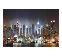 YongFoto 3,5x2,5m Fotografía Fondo Nueva York Manhattan Rascacielos Horizonte Río Hudson Noche Paisaje Foto Antecedentes Telones de Fondo Fotografía Partido Retrato