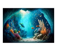 YongFoto 3,5x2,5m Mundo Submarino Telón de Fondo Cueva Submarina Acuario Peces Tropicales Arrecife de Coral Fondo para fotografía Cumpleaños de los niños Princesa Accesorios de Estudio fotográfico