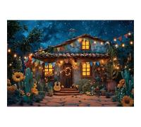YongFoto 3x2,5m Fondo de la Noche del Día de los Muertos Cactus e Girasole casa con luci sfondo Foto Festa messicana decorazione casa Accesorios de Estudio para Cabina de Fotos de Retrato