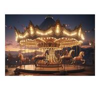 YongFoto 3x2,5m Telón de Fondo Carrusel Luz Fantasía Noche Ensueño Circo Parque de Atracciones Fotografía Fondo para Niños Fiesta Pancarta para Pastel Placer Accesorios para Estudio fotográfico