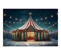 YongFoto 3x2m Circo Decoración navideña Fondo Rojo Verde Tienda Winter Wonderland Noche Estrellas Árbol de Navidad Luces Navidad Fondo de fotografía para niños Adultos Accesorios de fotográfico