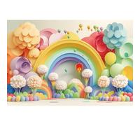 YongFoto 3x2m Cumpleaños de niños Fondo Chicas Flor Globo aerostático Guirnalda Arcoiris Fondos de fotografía para niños Recién Nacido Baby Shower Fiesta Apoyos del Estudio de la sesión de Fotos