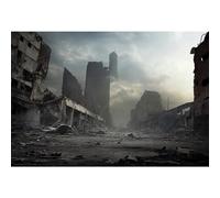 YongFoto 3x2m Fondo de la Foto Banner Ciencia ficción Día del Juicio Final Edificios derrumbados Coche Destruido Shabby Fondo de fotografía para niños Chicas Accesorios para sesión de Fotos