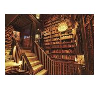 YongFoto 3x2m Fondo de Vinilo para Fotografía - Diseño Antiguo de Biblioteca Interior Con Estantería, Libro y Escaleras - para Retrato, Fotos, Decoración, Vídeo y Estudio