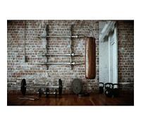 YongFoto 3x2m Gymnasium Telón de Fondo Interior para Sala Fitness Fondos para fotografía Equipo Gimnasio Shabby Brick Pared Gloomy Grunge Madera Suelo Foto Fondo para Hombres Mujeres Estudio Props