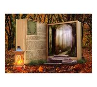YongFoto 3x2m Libro de Cuentos de Hadas Fondo Libro de Cuentos Otoño Hojas de Arce caídas Bosque Luz Piedra Fondo de fotografía para Niñas Princesa cumpleaños Baby Shower Accesorios de fotográfico