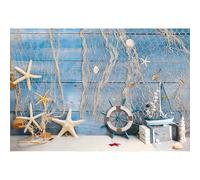 YongFoto 3x2m Sala de niños Fondo de fotografía Estrella de mar Red de Pesca Escena Náutica para Dormitorio Infantil Decoraciones de Pared Fondo de la Foto Bebé Tema Gracioso Accesorios de Estudio