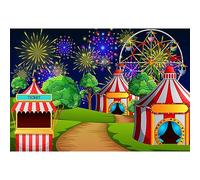 YongFoto 3x2m Vinilo Fondo de Fotografia Carnaval de Circo Arco Iris Carrusel Rueda de la Fortuna Telón de Fondo Photo Booth Infantil Party Banner Niños Photo Studio Atrezzo