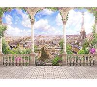 YongFoto 3x2m Vinilo Fondo de Fotografia Dreamy Fairy Tale Torre Eiffel de París Paisaje de la Ciudad Nostalgia Floor Telón de Fondo Boda Adulto Retrato Personal Estudio Fotográfico Accesorios