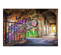 YongFoto 3x2m Vinilo Fondo de fotografía Graffiti en Las ruinas de la Ciudad Yermo Escalera Antigua Telón de Fondo de Fotografía Estudio de Foto Studio Props