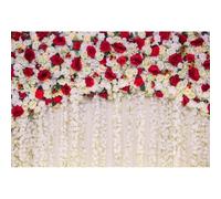 YongFoto 3x2m Vinilo Fondo de fotografía Telón de Fondo de la Boda Flores Rosas Cortina Preciosa muralla Floral Telón de Fondo Fotografía día de San Valentín Boda Fondos fotográficos
