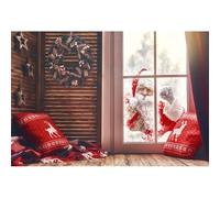 YongFoto 3x2m Vinilo Fondo Fotográfico Navidad Papá Noel está llamando a la ventana Fondos Fotos Partido Estudio Fotográfico Apoyos