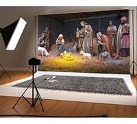 YongFoto 3x2m Vinilo Fondos Fotograficos Nacimiento de Jesús Pastor Navidad White Sheep Straw Cow Culture Historic Fondos para Fotografia Fiesta Adulto Retrato Personal Estudio Fotográfico Accesorios