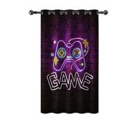 YONGFOTO Cortina Gamer Dormitorio Juvenil Neón Retro Videojuego Mando Fluorescente Cortinas Opaca con Ojales Gaming Decor Adolescente Chico 1 Panel 140 x 229 cm