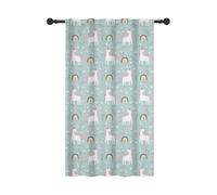 YONGFOTO Cortinas Unicornio Arcoíris Semioscurantes para Dormitorio Niña, Granja Margarita Floral Estrellas Cuento De Hadas Cortinas De Ventana con Bolsa De Barra para Guardería, 1 Panel, 107x160cm