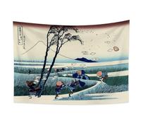 YONGFOTO Tapiz Japones Ukiyo-e Monte Fuji 36 Vistas Habitación Colgar de la Pared Ejiri en la provincia de Suruga Mural Japonesa Pintura Hokusai Cuadro 150x100cm