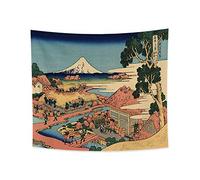 YONGFOTO Tapiz Japones Ukiyo-e Monte Fuji 36 Vistas Habitación Colgar de la Pared Katakura Plantación de té Provincia de Suruga Mural Japonesa Pintura Hokusai Cuadro 180x160cm