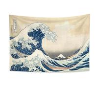 YONGFOTO Tapiz Japones Ukiyo-e Monte Fuji 36 Vistas Habitación Colgar de la Pared La Gran Ola de Kanagawa Mural Japonesa Pintura Hokusai Cuadro 100x70cm