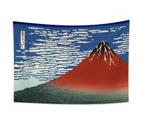YONGFOTO Tapiz Japones Ukiyo-e Monte Fuji 36 Vistas Habitación Colgar de la Pared Montañas Fuji en tiempo despejado Mural Japonesa Pintura Hokusai Cuadro 100x70cm