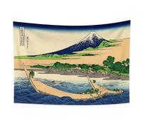 YONGFOTO Tapiz Japones Ukiyo-e Monte Fuji 36 Vistas Habitación Colgar de la Pared Orilla de Tago Bay Ejiri Mural Japonesa Pintura Hokusai Cuadro 150x100cm