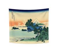 YONGFOTO Tapiz Japones Ukiyo-e Monte Fuji 36 Vistas Habitación Colgar de la Pared Playa Shichiri en la provincia de Sagami Mural Japonesa Pintura Hokusai Cuadro 180x160cm