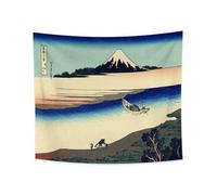 YONGFOTO Tapiz Japones Ukiyo-e Monte Fuji 36 Vistas Habitación Colgar de la Pared Río Tama Provincia de Musashi Mural Japonesa Pintura Hokusai Cuadro 180x160cm