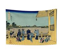 YONGFOTO Tapiz Japones Ukiyo-e Monte Fuji 36 Vistas Habitación Colgar de la Pared Sazai Hall 500 Templos Rakan Mural Japonesa Pintura Hokusai Cuadro 150x100cm