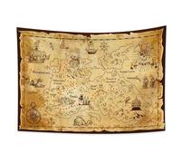 YONGFOTO Tapiz Mapa del TesoroAntiguos Pirata Mapa Mundi Decoracion Pared Poster Isla Occidental Ruta Navegación Dormitorio Cubierta Sofá Cama, 100x70cm