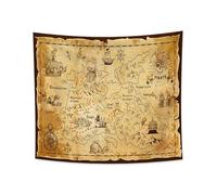 YONGFOTO Tapiz Mapa del TesoroAntiguos Pirata Mapa Mundi Decoracion Pared Poster Isla Occidental Ruta Navegación Dormitorio Cubierta Sofá Cama, 150x130cm