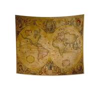 YONGFOTO Tapiz Mapa Vintage para DormitorioMapa Clásico Antiguo del Viejo Mundo de Pared, Retratos Famosos Occidente Tierra Manta Sala Aula Dormitorio, 180x160cm
