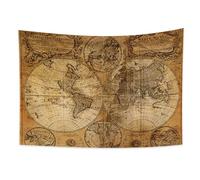 YONGFOTO Tapiz Mapa Vintage para DormitorioMapa Geográfico Antiguo del Viejo Mundo de Pared, Manta Redonda Atlas Histórico Pirata Tierra Sala Aula Dormitorio, 100x70cm