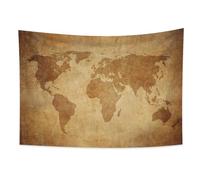 YONGFOTO Tapiz Mapa Vintage Patrón Textura Pergamino Mapa del Viejo Mundo Colgante de Pared Decoración Dormitorio Oficina Cuarto, 150x100cm