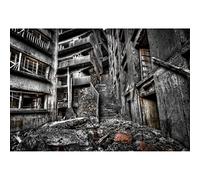 YongFoto Telón de fondo de 1,5 x 0,9 m, diseño de casa destruida, ruinas sucias, edificios abandonados, fondo de fotografía, decoración de fiesta temática del día del juicio final, decoración de