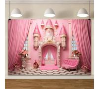 YongFoto Telón de Fondo de Castillo de Princesa Rosa de 8 x 6 pies, para sofá, Flores, jarrones, Cortina, Puerta, habitación, Interior, fotografía, Fondo de niña, bebé, niños, cumpleaños, Boda, Baby