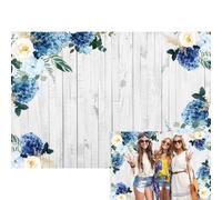 YongFoto Telón de fondo de madera gris de 8 x 6 pies, vinilo con flores azules, tablones de madera para niña, mujer, fiesta de cumpleaños, baby shower, feliz día de la madre, día de San Valentín,