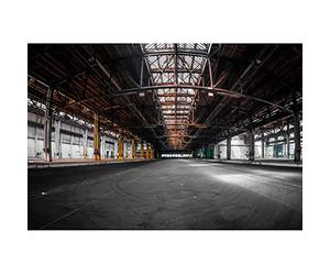 YongFoto Telón de fondo retro de edificio de fábrica de 12 x 8 pies, estilo vintage, tradicional, arquitectura industrial, vacío, interior, almacén, fotografía, fondo para niñas, niños, adultos,