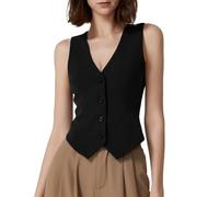 YONGHONGKEJI Chaleco De Traje para Mujer,Chaleco Elegante para Mujer Estilo Retro De Un Solo Pecho para Trabajo Oficina Chaqueta Estilo Steampunk Vintage con Botones Y Cuello En V Top Corto De Veran
